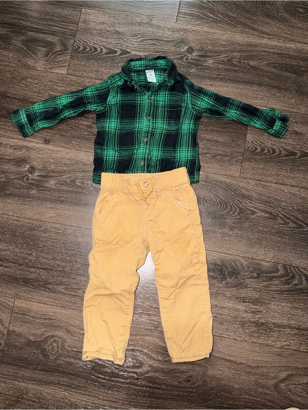 Carter’s Plaid Shirt Khaki Pants Fall Outfit Boys 18 Months